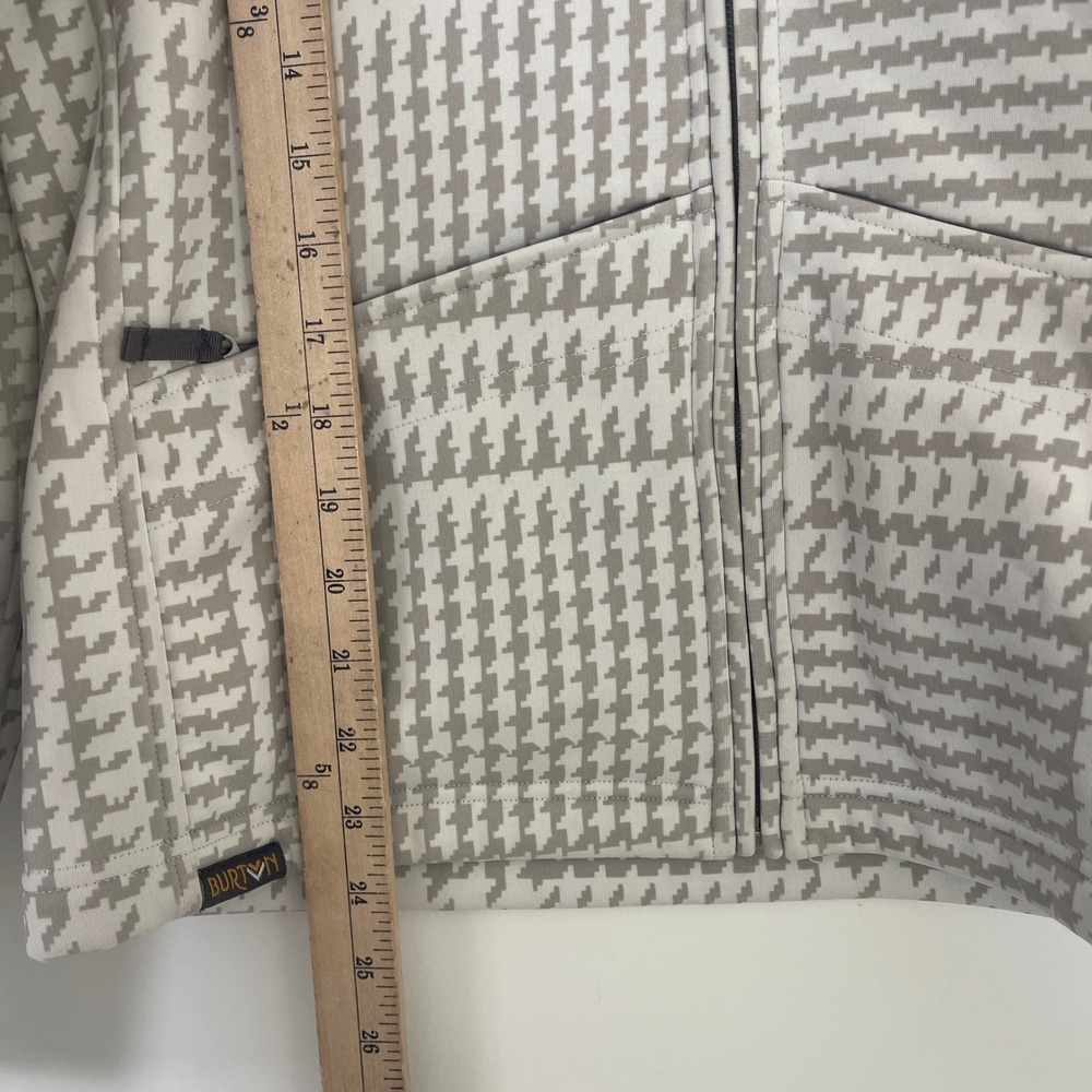 Burton Houndstooth Full Zip Hoodie Ski Jacket Women's Size‎ Medium Grey White - Picture 11 of 11